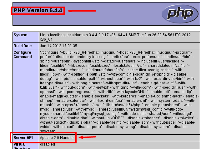 PHP 5.4.4 rodando no Apache 2