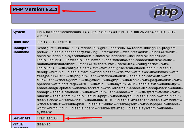 PHP 5.4.4 rodando com Nginx e Fastcgi